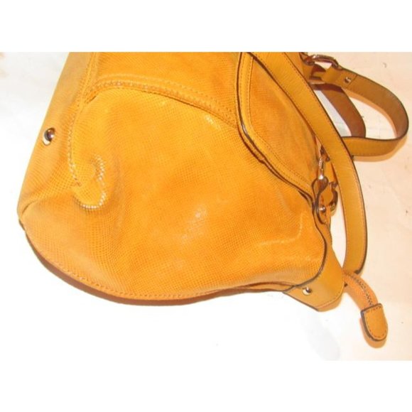 B Makowsky 2-Way Orange Textured And Smooth Leather Satchel Purse - Picture 5 of 12